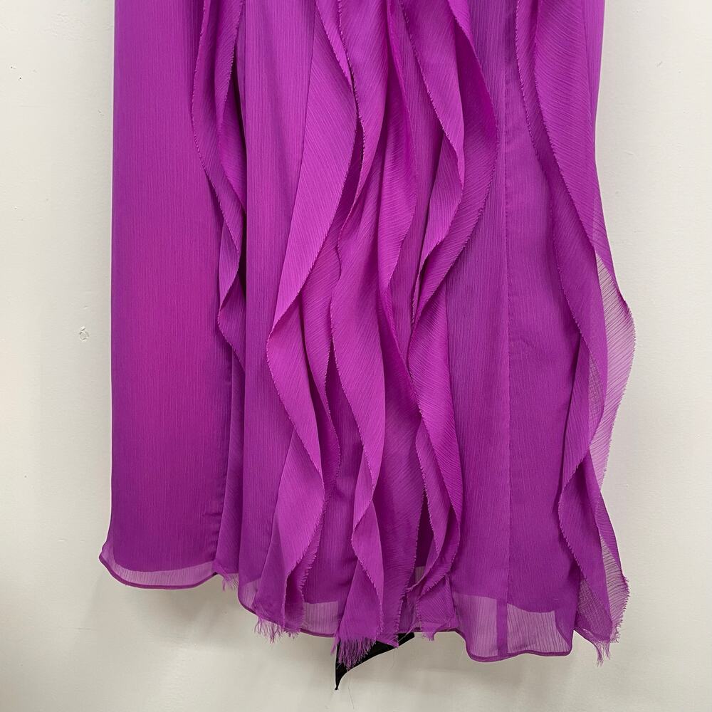 White by Vera Wang SZ 18 Amethyst Purple Strapless Ruffled Formal Chiffon Waves - Picture 5 of 11